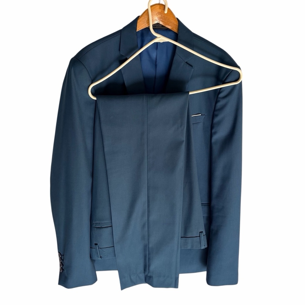 YFFUSHI Men's Slim Fit Suit Teal 40R
